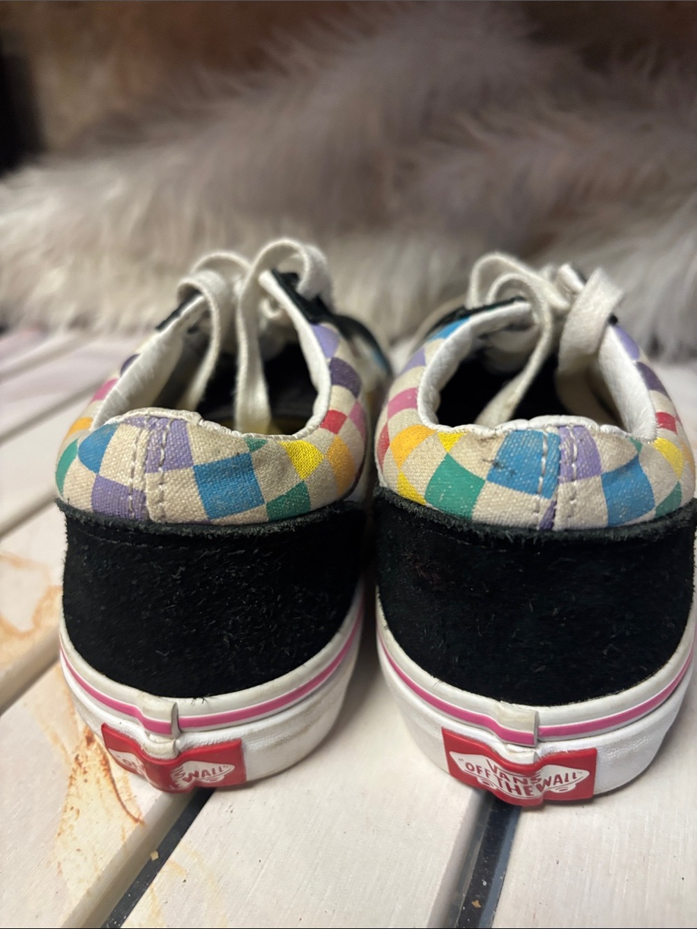 Kids Vans Old Skool Rainbow Checkerboard Low‎ Skate Shoes Sneakers Size 3.5 - Picture 6 of 8